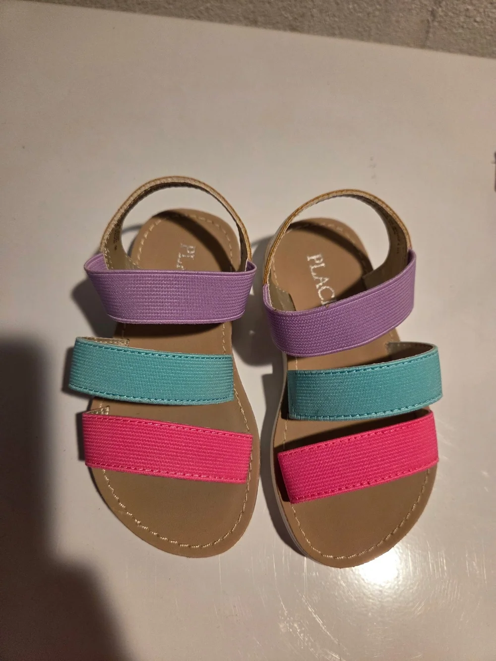 The Children's Place Pink Teal Lavender Elastic Strap Sandals
